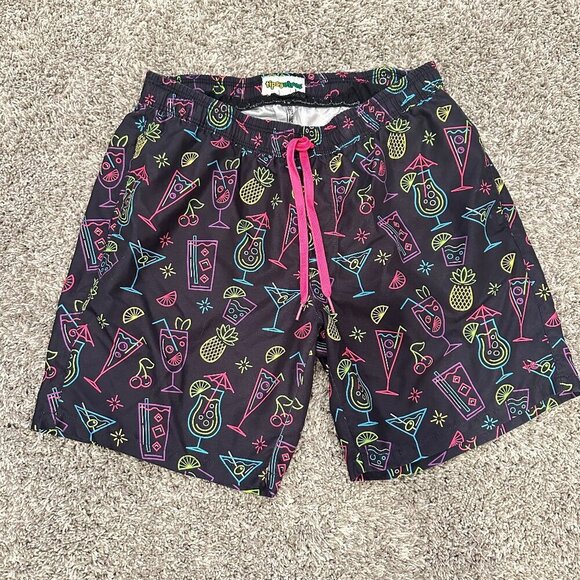 Tipsy Elves Men's Swim Trunks Size Large Neon Nightcap Stretch Resort Vacation - Picture 1 of 4